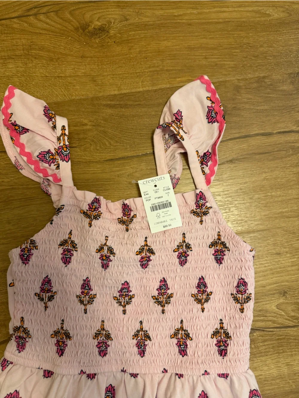 Jcrew- Girls Pink Floral Smocked Sundress